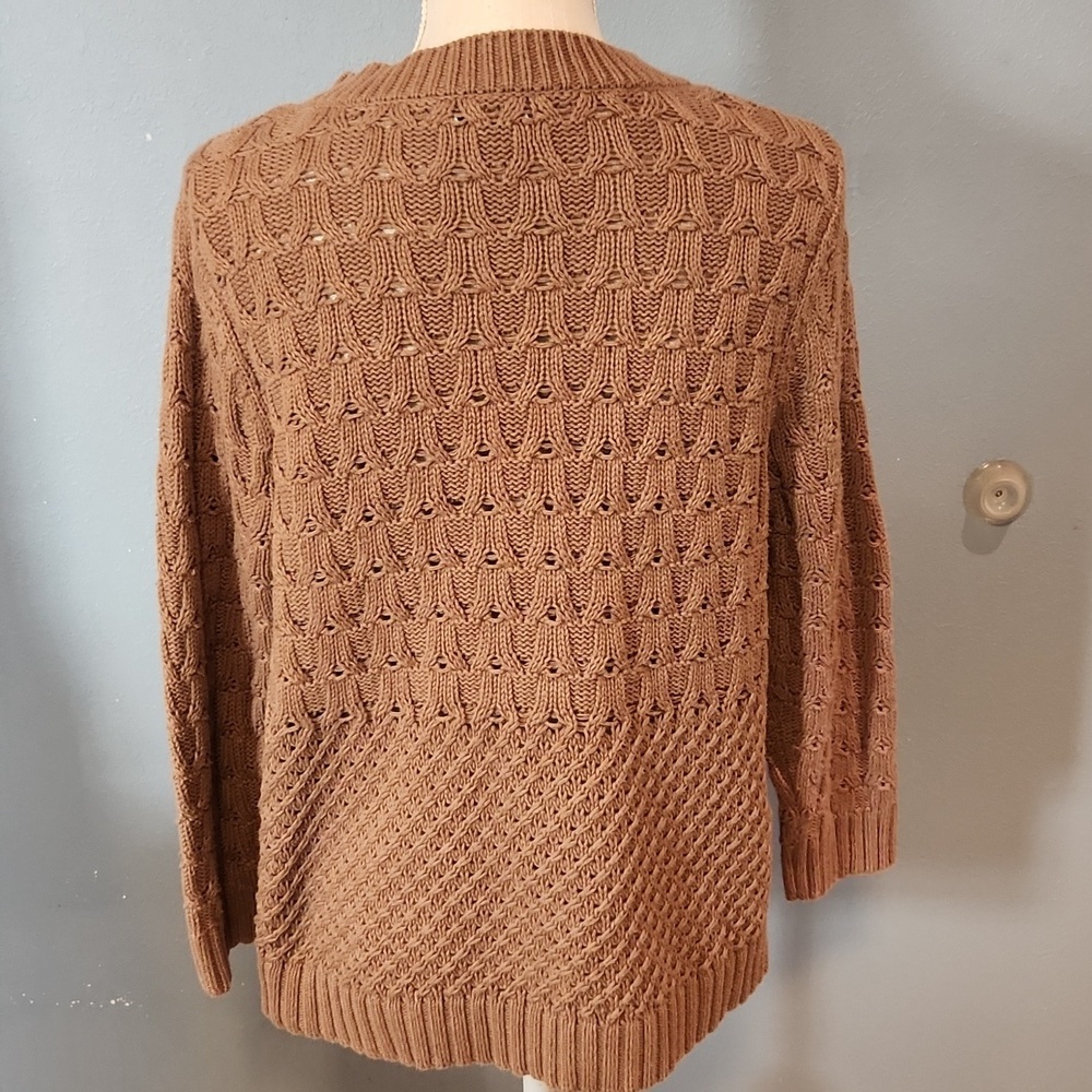 Croft & Borrow Cable Knit Chunky Cotton Blend One Button Cardigan Y2K Preppy - Picture 4 of 9